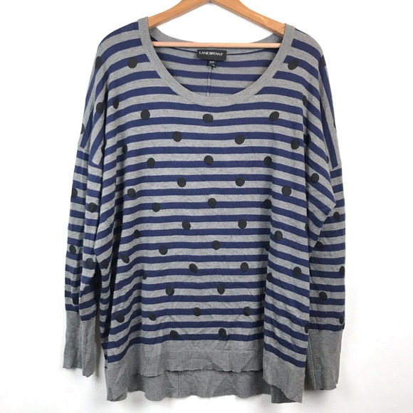 Lane Bryant Polka Dot Striped Sweater - Picture 3 of 6